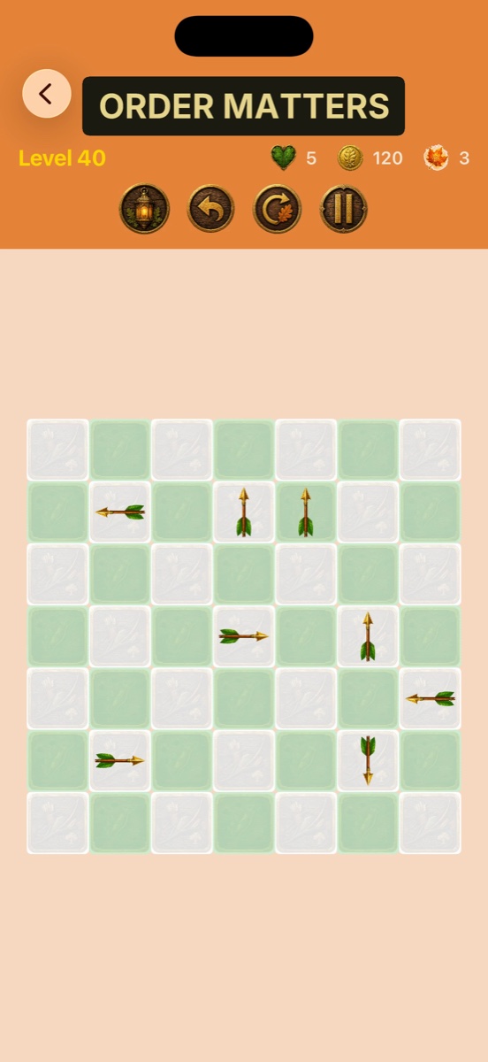 Sherwood Arrows — order matters; clear every arrow without crashes